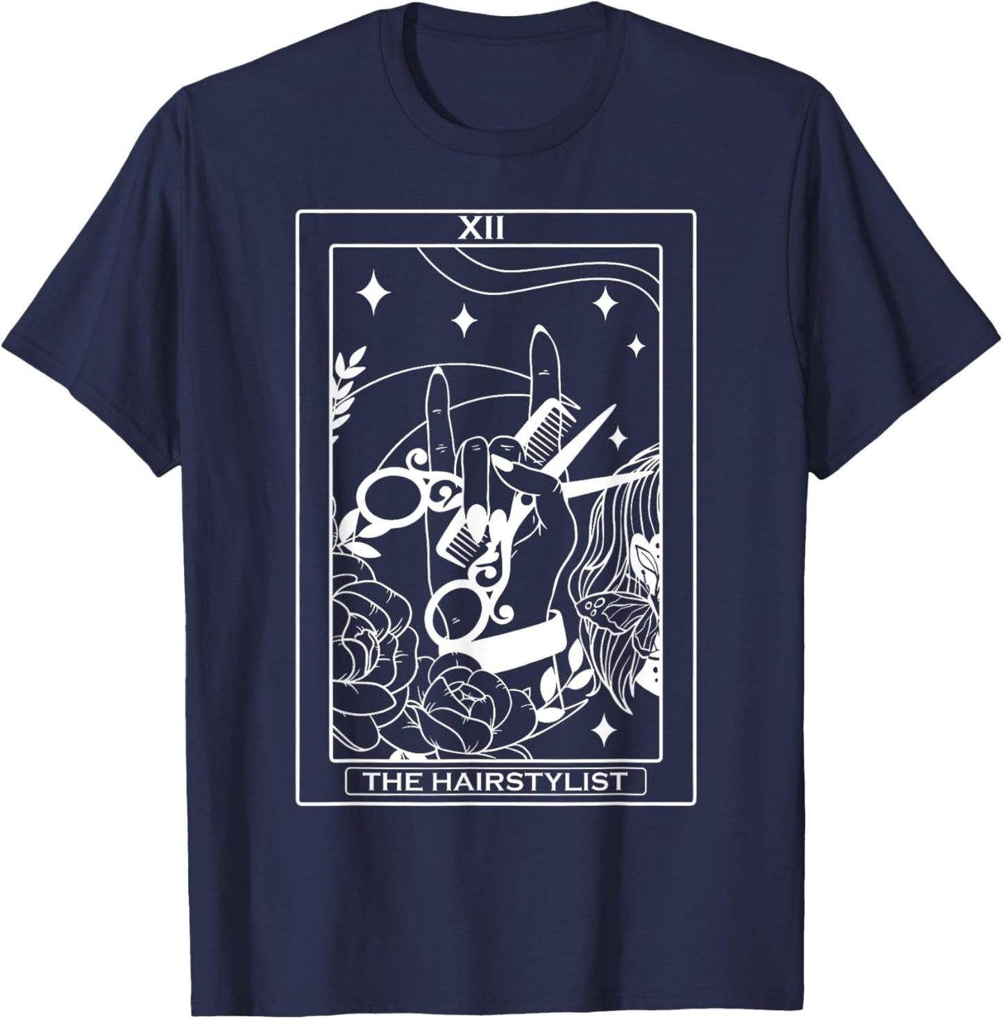The Hairstylist Tarot Card Hairdresser Salon Hair Stylist T-Shirt - T-Shirt | Navy