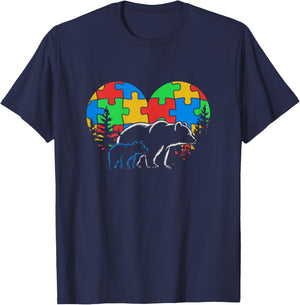 Autism Mama Bear Mom Love Support Child Autism Awareness T-Shirt - T-Shirt | Navy