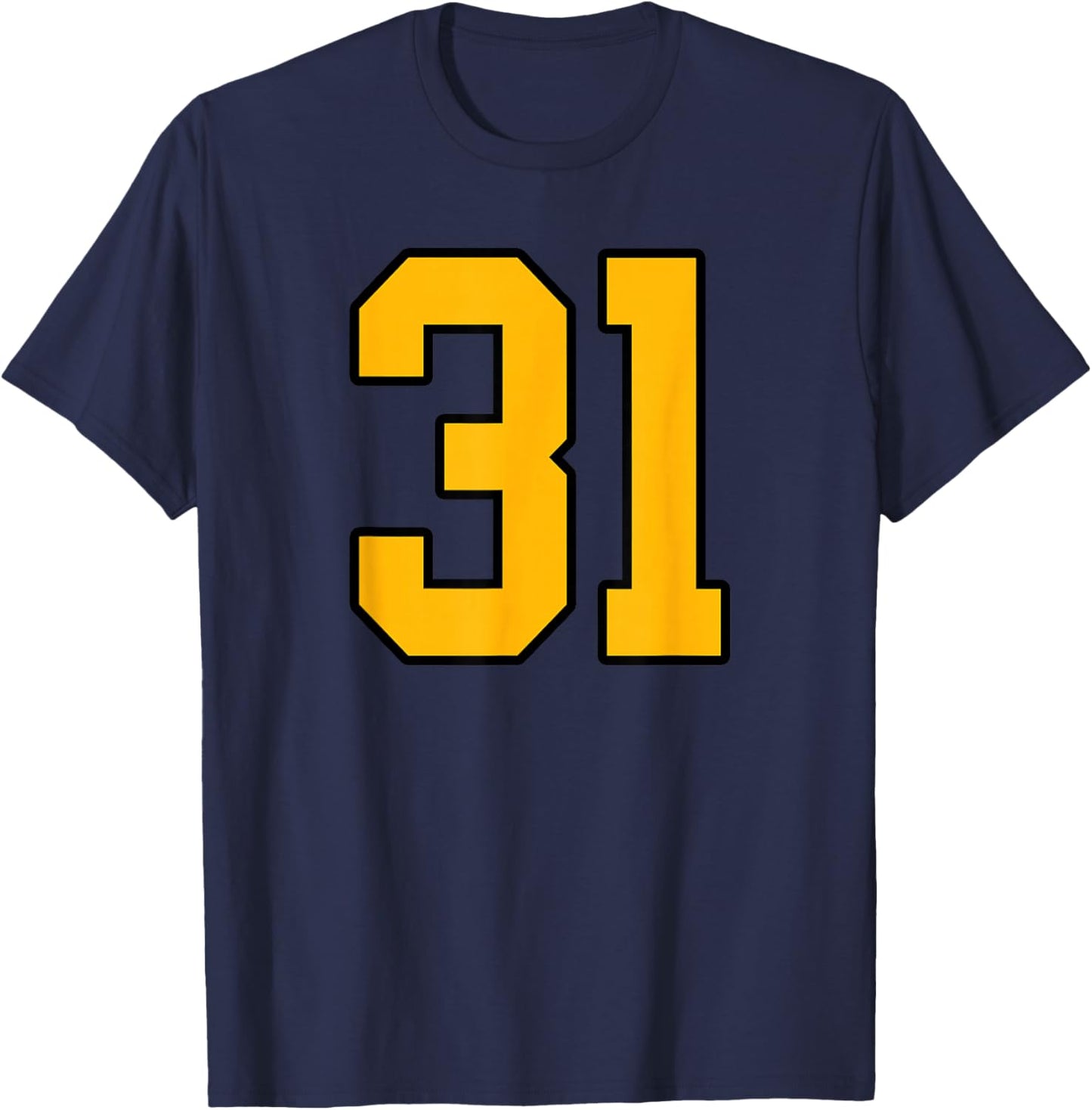 Gold and Black Sports Number 31 Jersey Uniform Player T-Shirt - T-Shirt | Navy