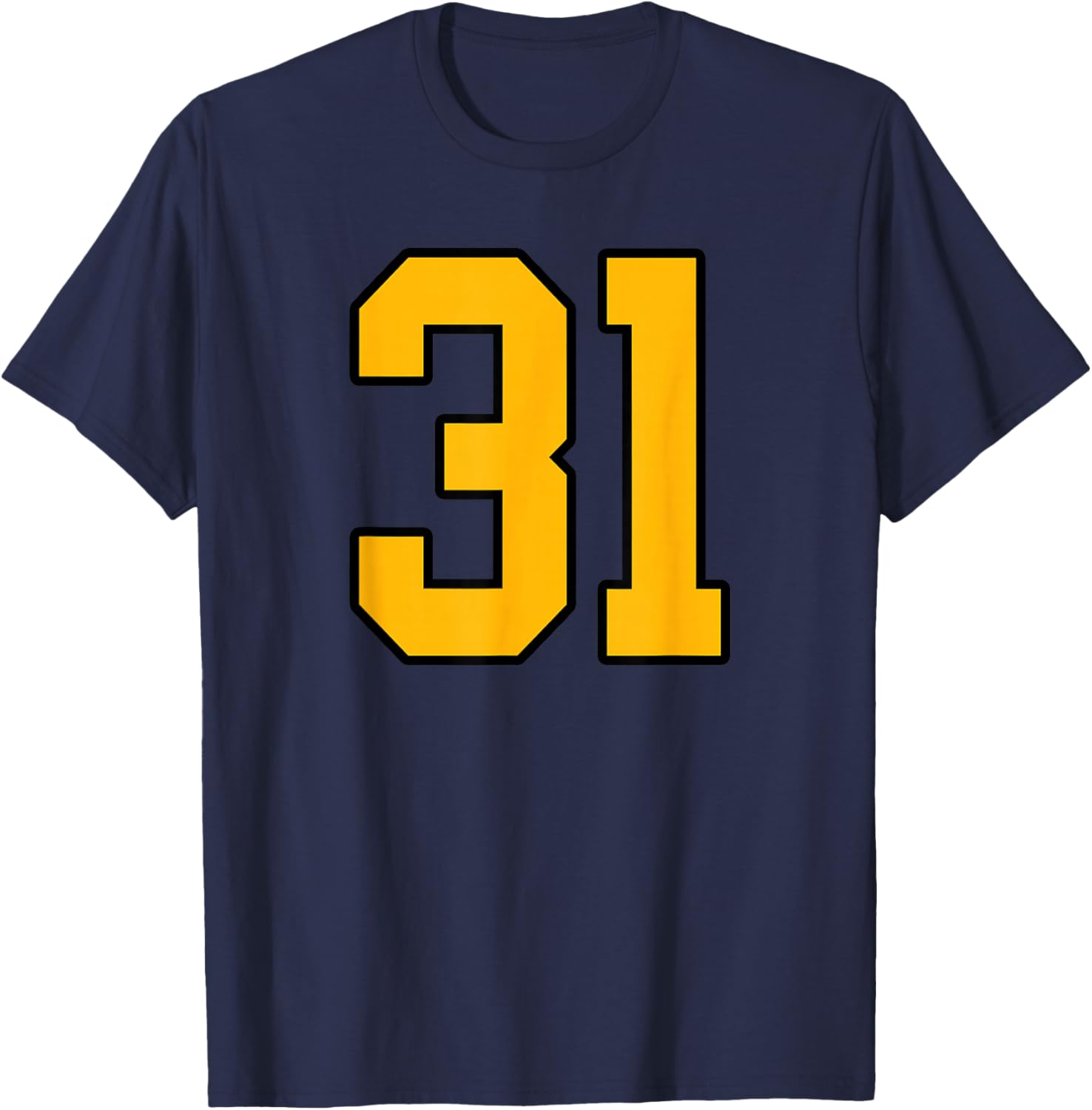 Gold and Black Sports Number 31 Jersey Uniform Player T-Shirt - T-Shirt | Navy