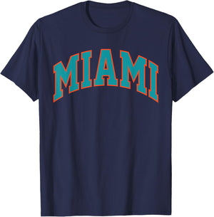 Retro Miami Men Miami Women Vintage Classic Aqua Orange FL T-Shirt - T-Shirt | Navy