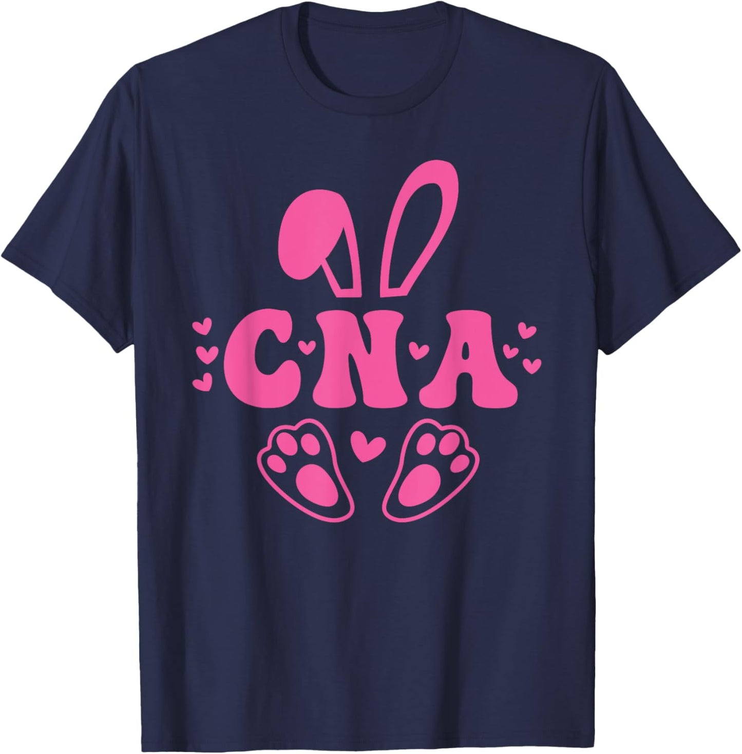 CNA Easter Cute Trendy Healthcare Worker Retro Pink T-Shirt - T-Shirt | Navy