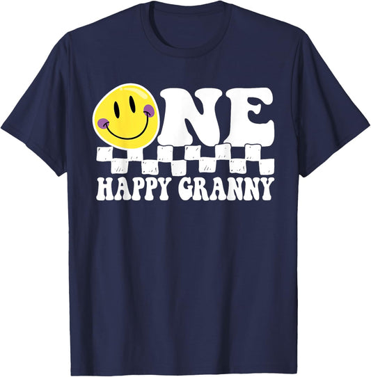 One Happy Dude Granny 1st Birthday Family Matching T-Shirt - T-Shirt | Navy