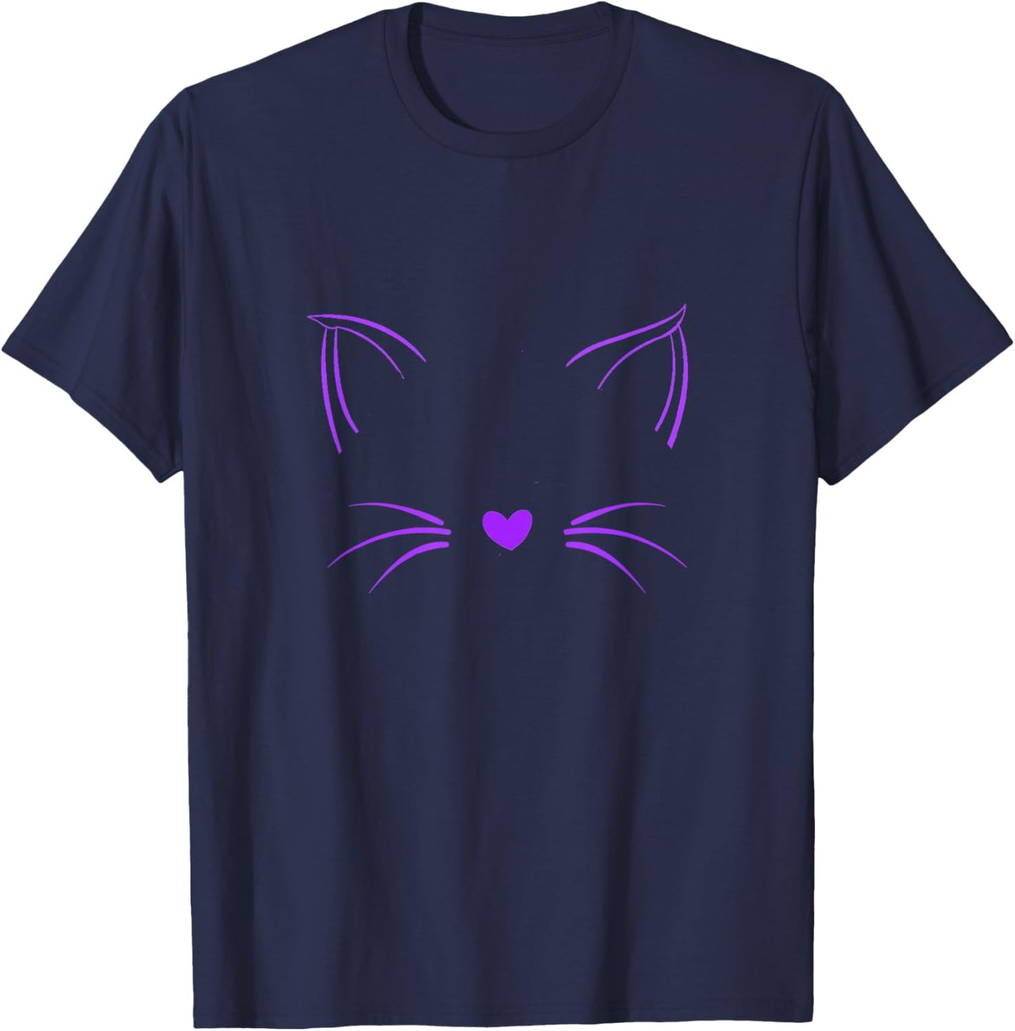Purple Invisible Cat Face Purple Color Graphic T-Shirt - T-Shirt | Navy