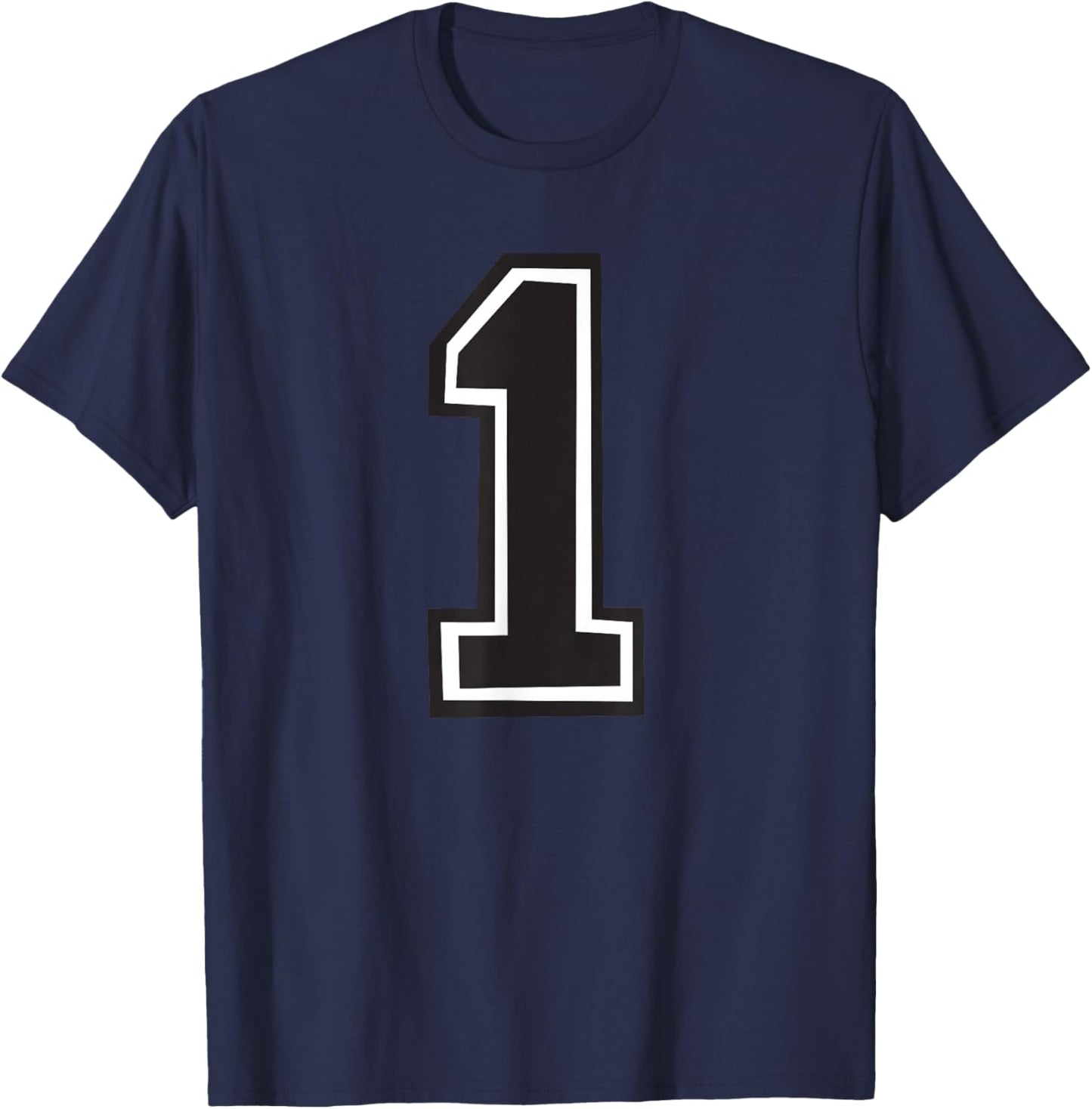 Number 1 Birthday Varsity Sports Team Yellow Shirt T-Shirt - T-Shirt | Navy