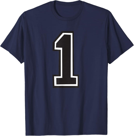 Number 1 Birthday Varsity Sports Team Yellow Shirt T-Shirt - T-Shirt | Navy