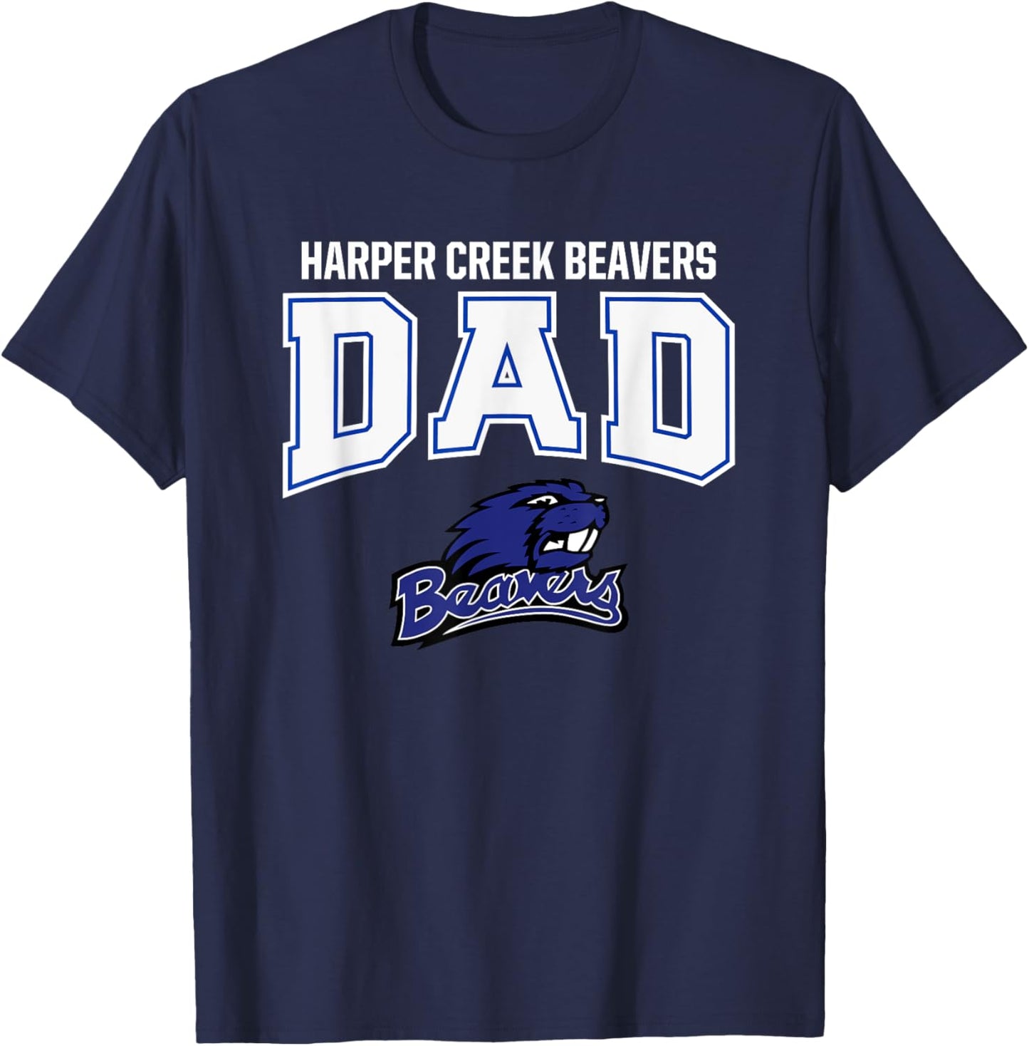Harper Creek Beavers Logo Dad HS T-Shirt - T-Shirt | Navy
