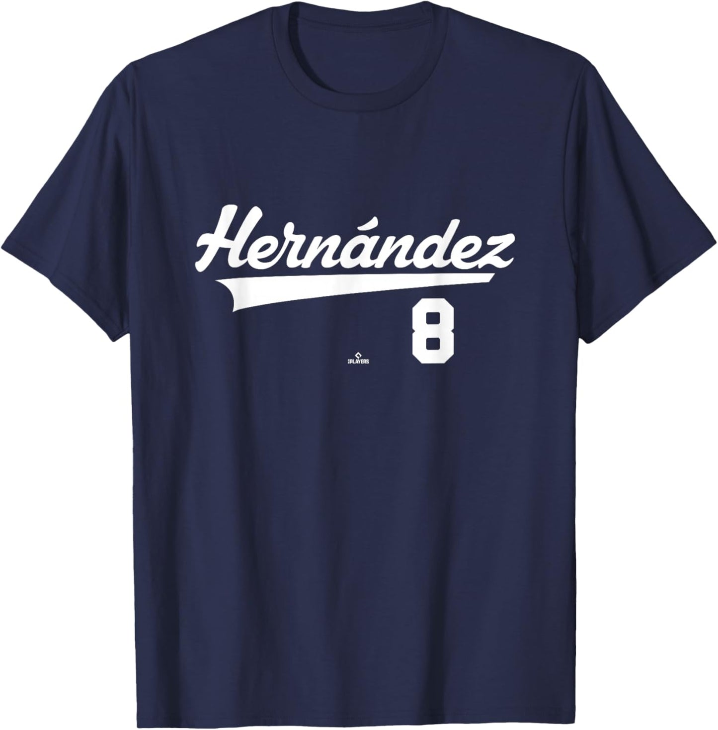 Player Name Swoosh Kiké Hernández Los Angeles Baseball MLBPA T-Shirt - T-Shirt | Navy