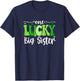 One Lucky Big Sister Groovy Retro Big Sister St Patricks Day T-Shirt - T-Shirt | Navy