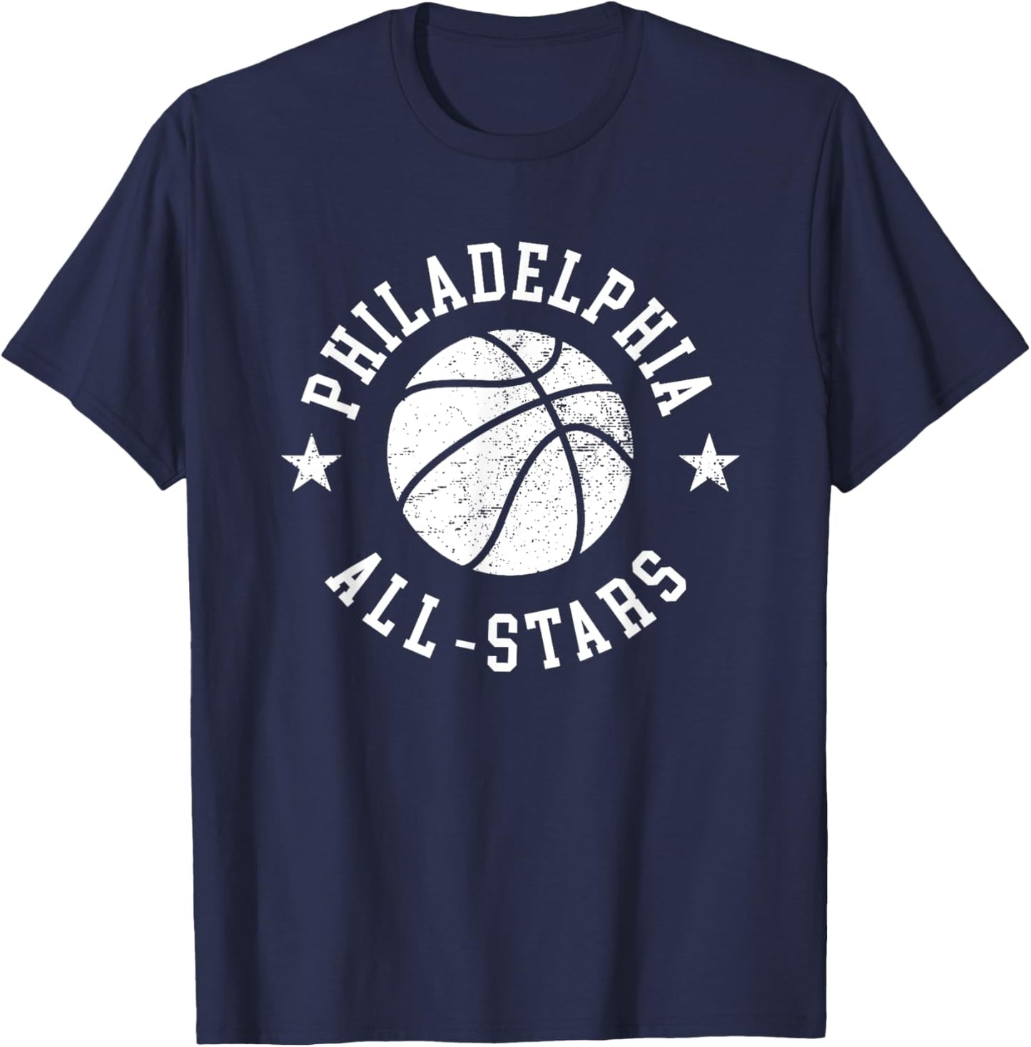 Philadelphia Vintage All-Stars Retro 80s Basketball T-Shirt - T-Shirt | Navy