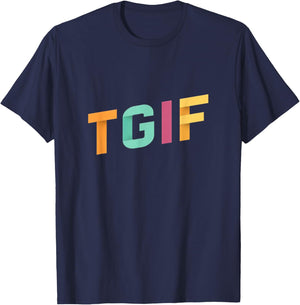 TGIF Paper Cut Colorful Typography Men Women T-Shirt - T-Shirt | Navy