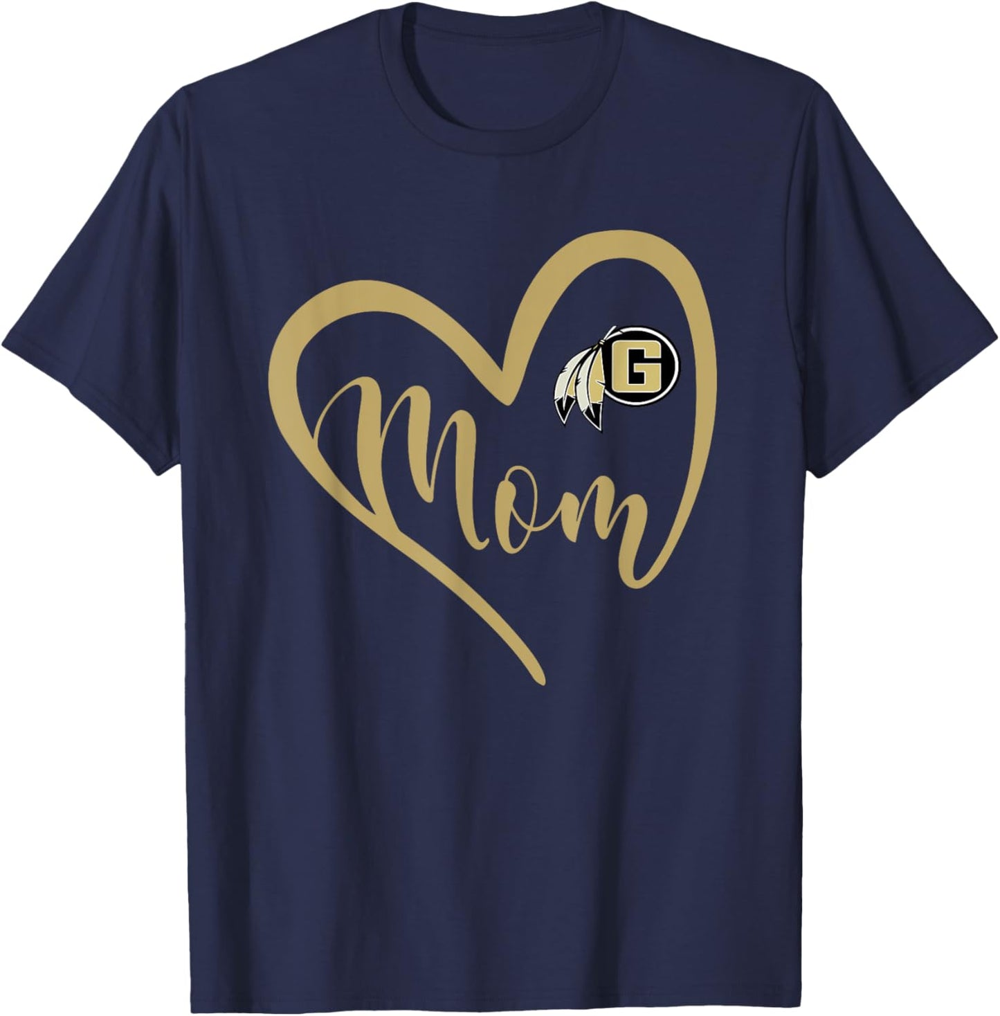 Gaffney Indians Logo Heart Mom HS T-Shirt - T-Shirt | Navy