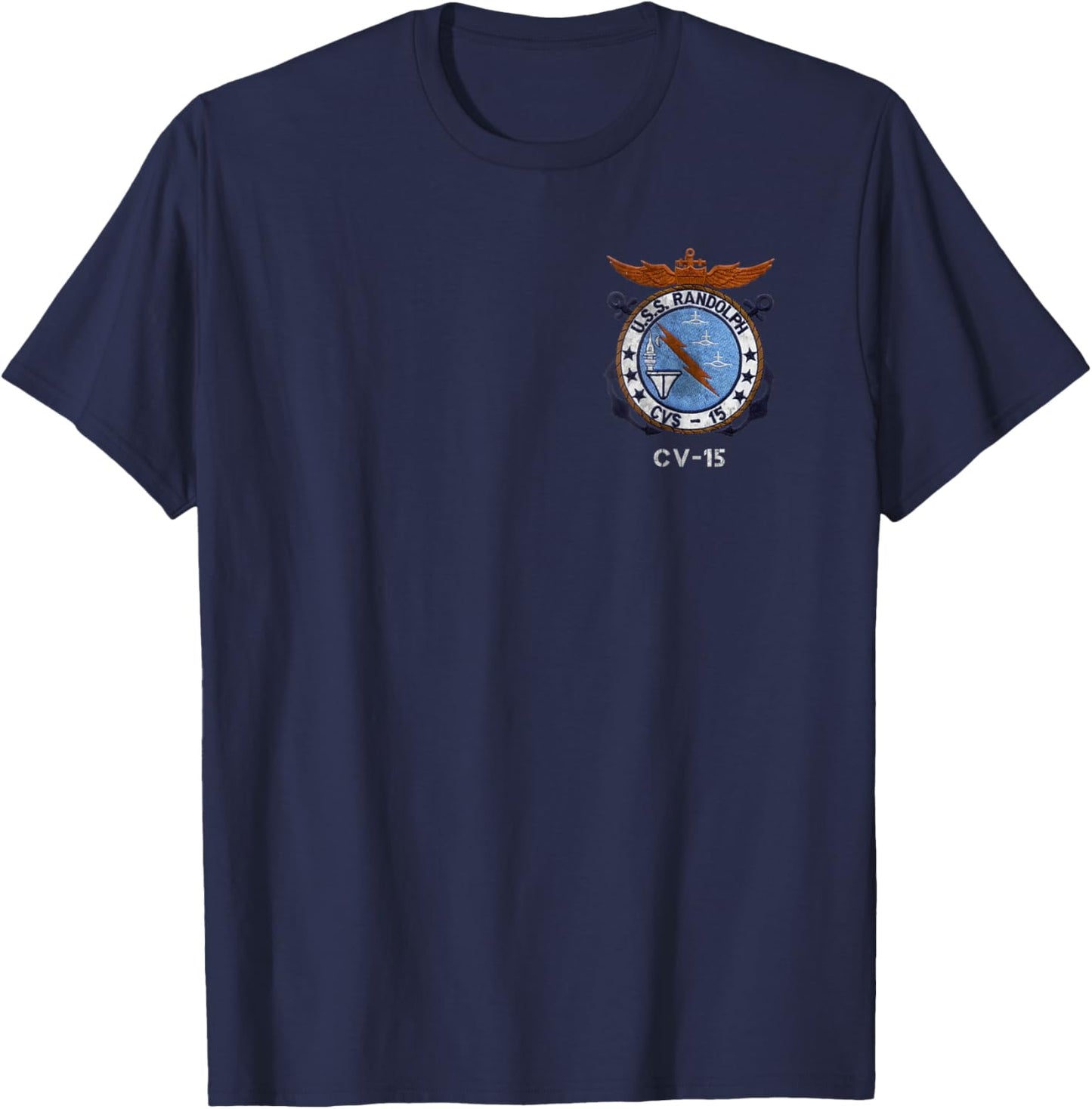 USS Randolph CV-15 Logo American Flag Aircraft Carrier Papa T-Shirt - T-Shirt | Navy