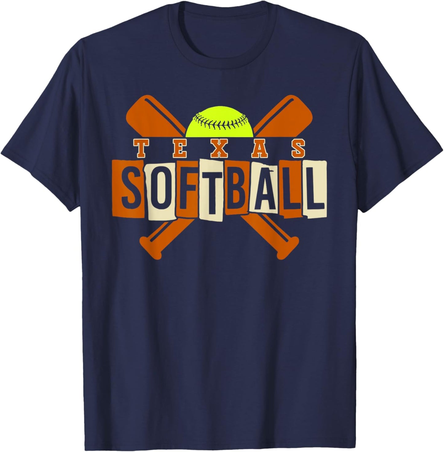 Texas Softball Vintage Kids Team Retro Softball Fan T-Shirt - T-Shirt | Navy