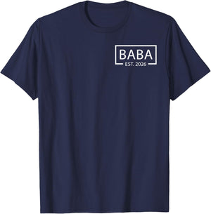 Promoted to Baba Est 2026 Baby Announcement Pocket T-Shirt - T-Shirt | Navy