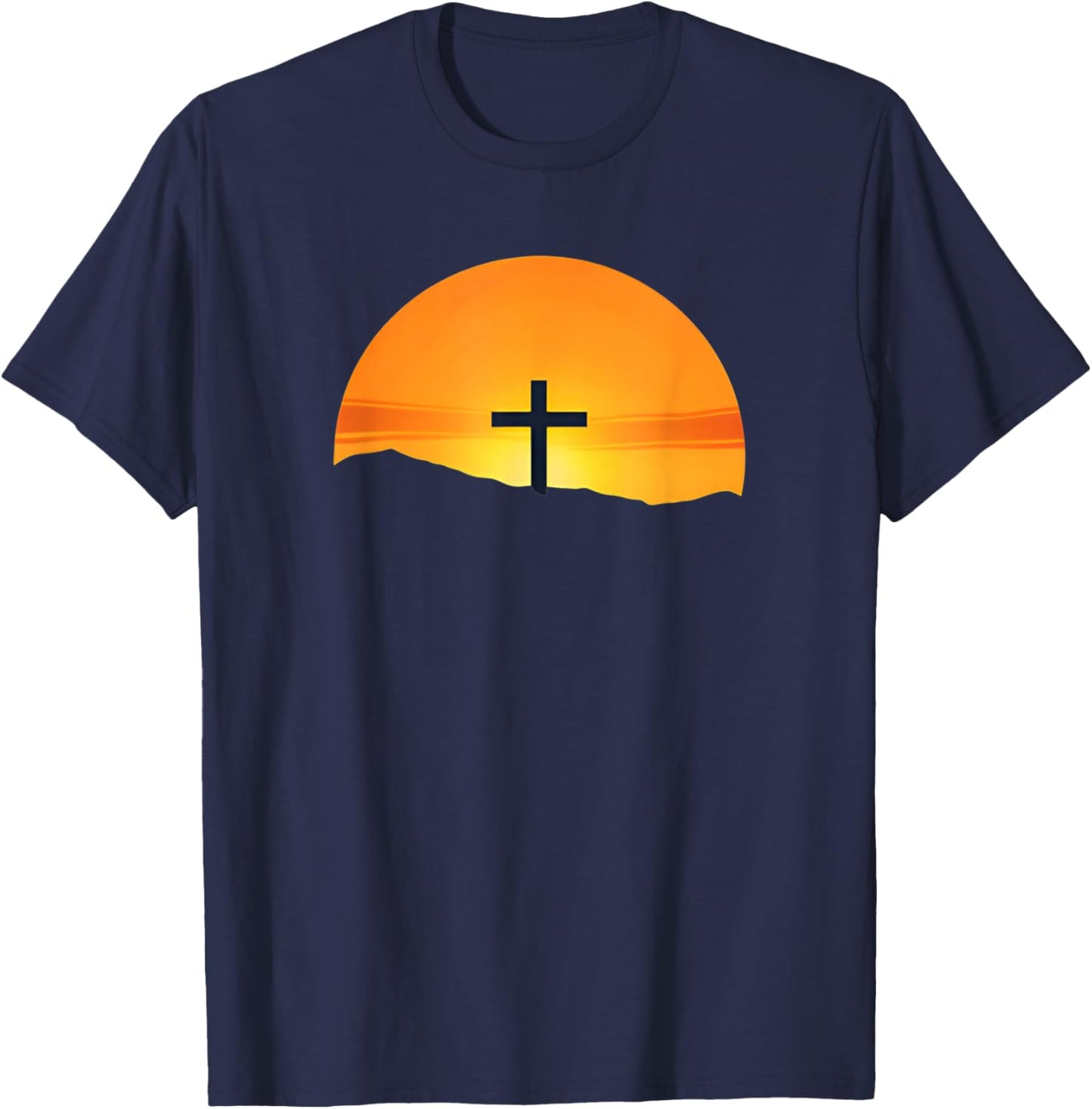 Jesus Christ Christians Men Women Christian Sunset Cross T-Shirt - T-Shirt | Navy