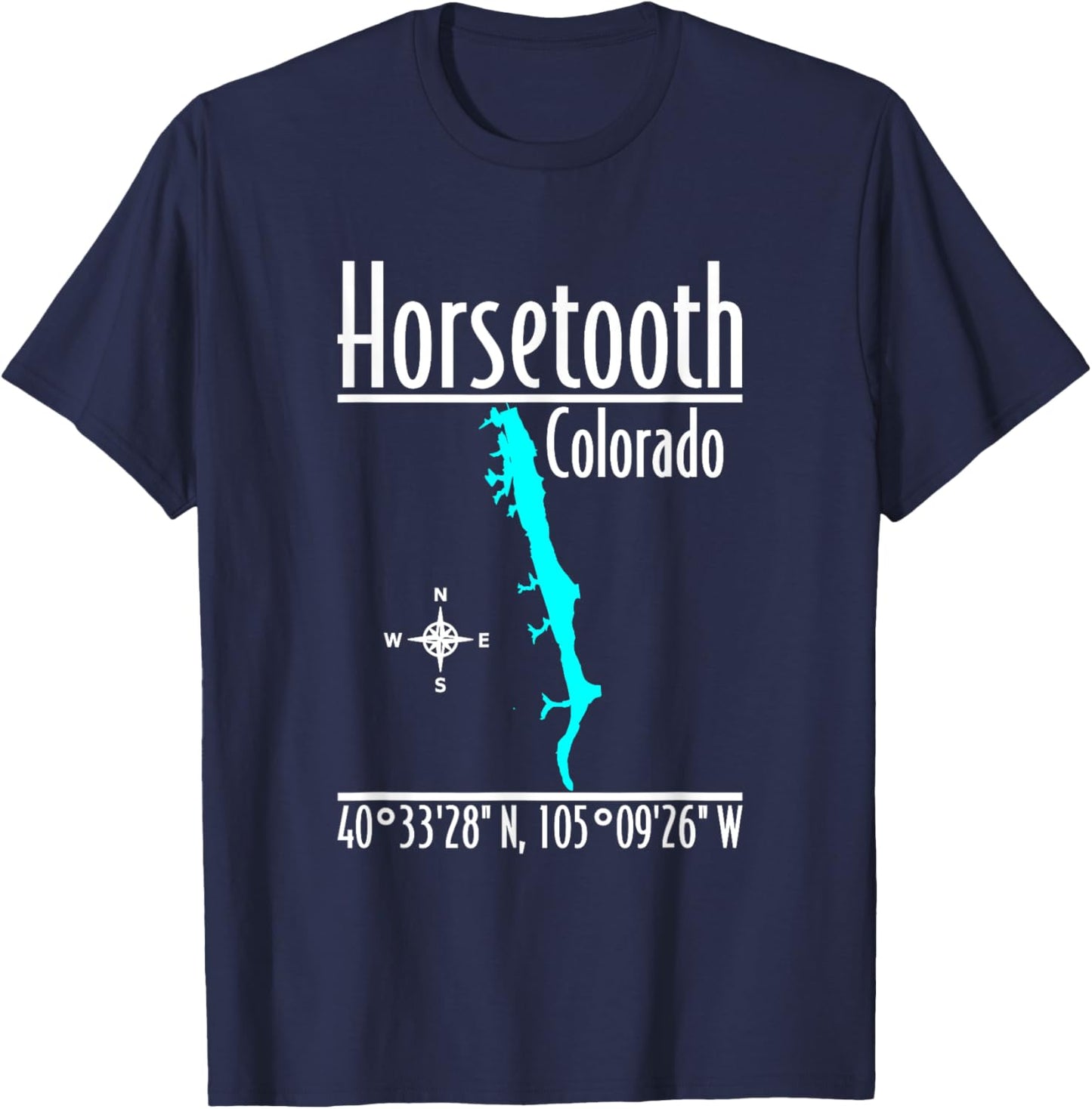 Modern Horsetooth Reservoir - Colorado T-Shirt - T-Shirt | Navy