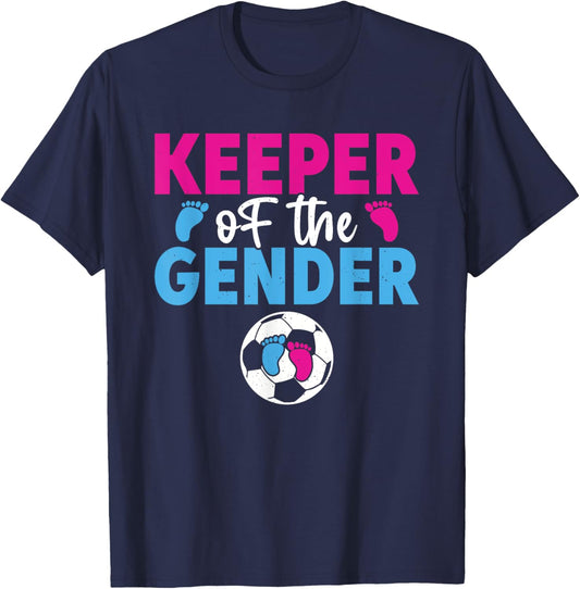 Keeper Of The Gender Soccer Funny Gender Reveal Party T-Shirt - T-Shirt | Navy