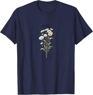 Birth Month Gifts April Thoughtful Floral Gift T-Shirt - T-Shirt | Navy