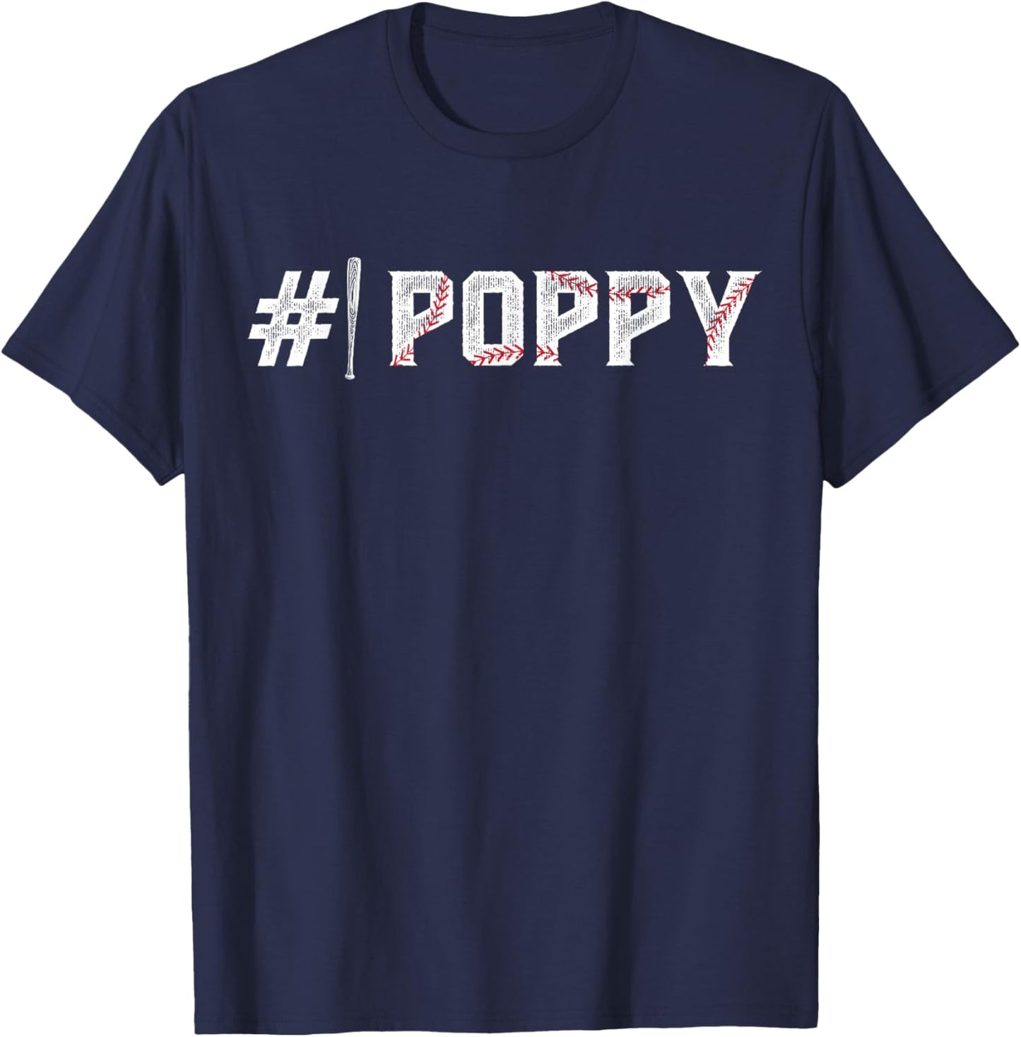 #1 Poppy Baseball Poppy Of A Baseball Player Poppy T-Shirt - T-Shirt | Navy