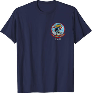 USS Hornet CV-12 Logo American Flag Aircraft Carrier Veteran T-Shirt - T-Shirt | Navy