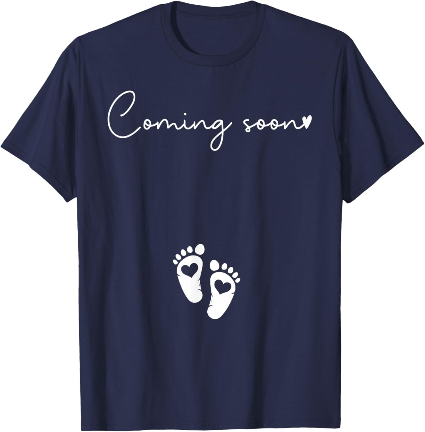 Baby Footprints Coming Soon Pregnancy Pregnant Announcement T-Shirt - T-Shirt | Navy