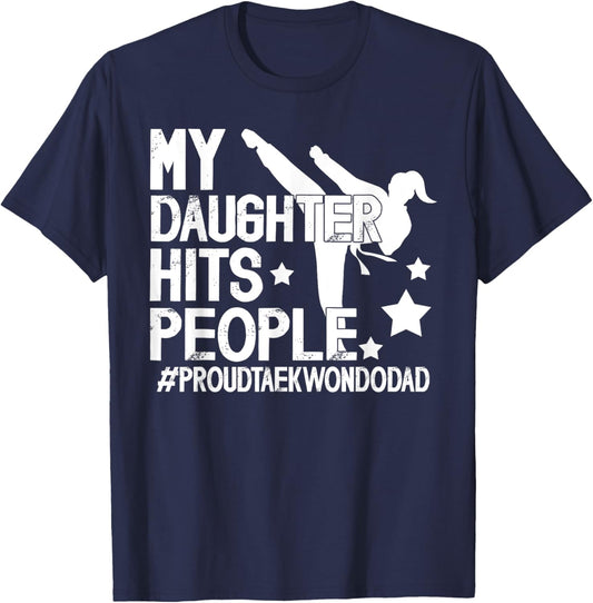 Proud Taekwondo Dad Taekwondo Father Taekwondo Fighter Dad T-Shirt - T-Shirt | Navy