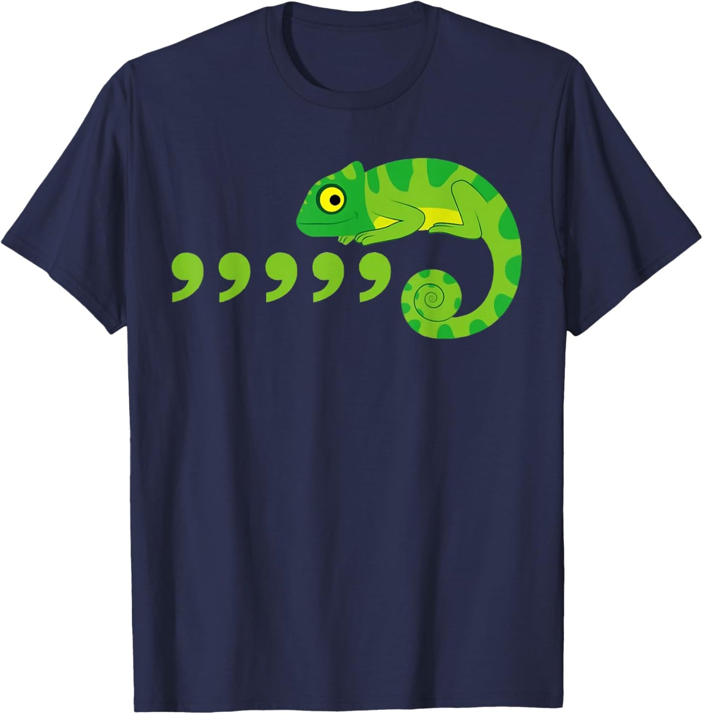 Comma Chameleon Funny 80's Throwback T-Shirt - T-Shirt | Navy