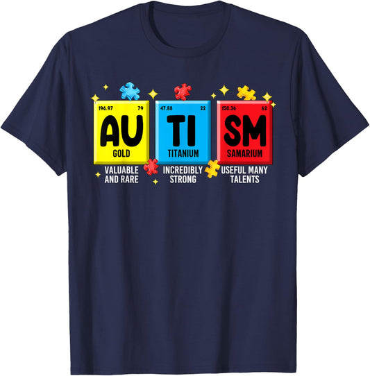 Autism Elements Periodic Table Awareness ASD Men Women Kids T-Shirt - T-Shirt | Navy