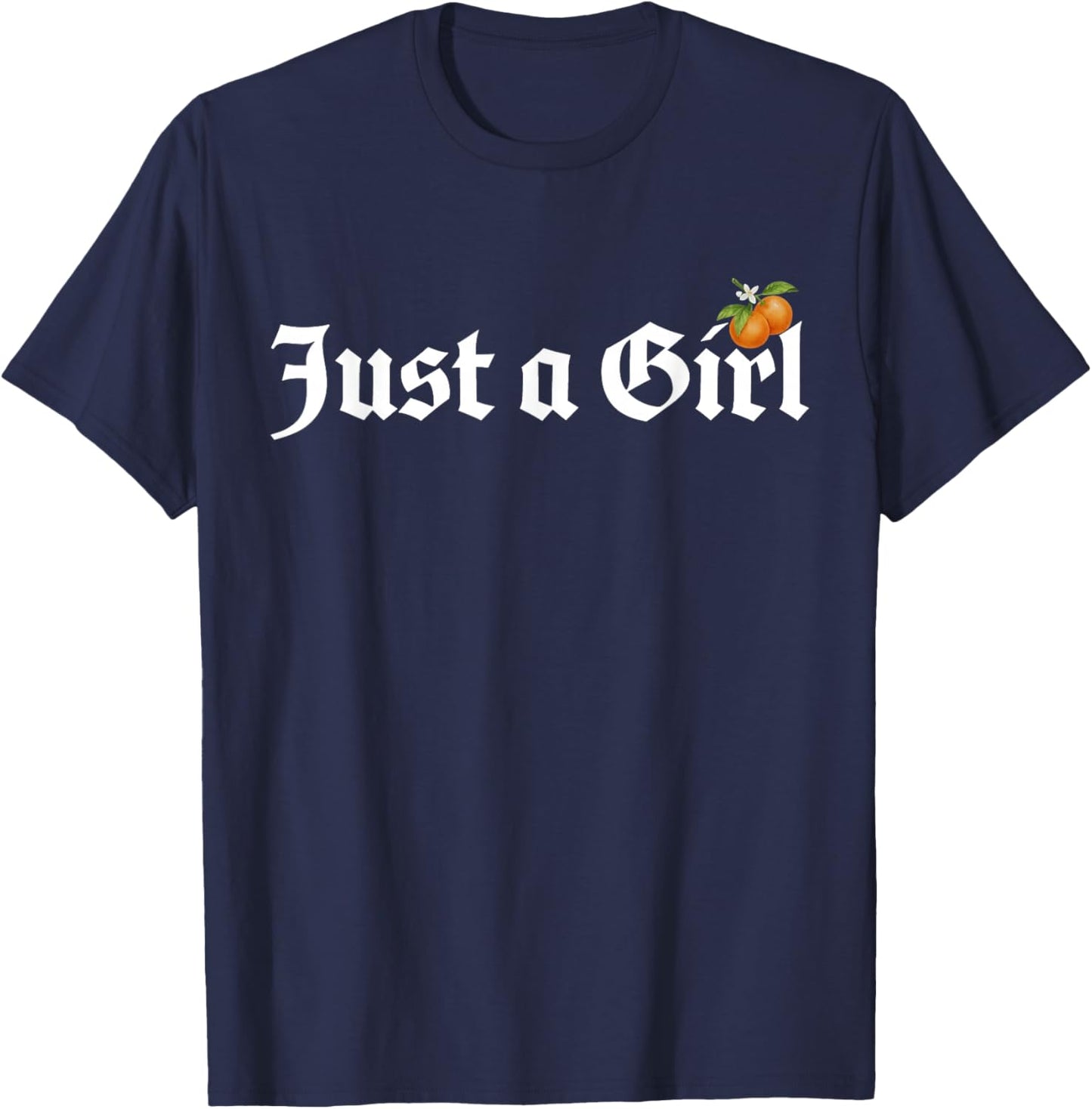 Just A Girl Gothic Blackletter Typography Design for Woman T-Shirt - T-Shirt | Navy