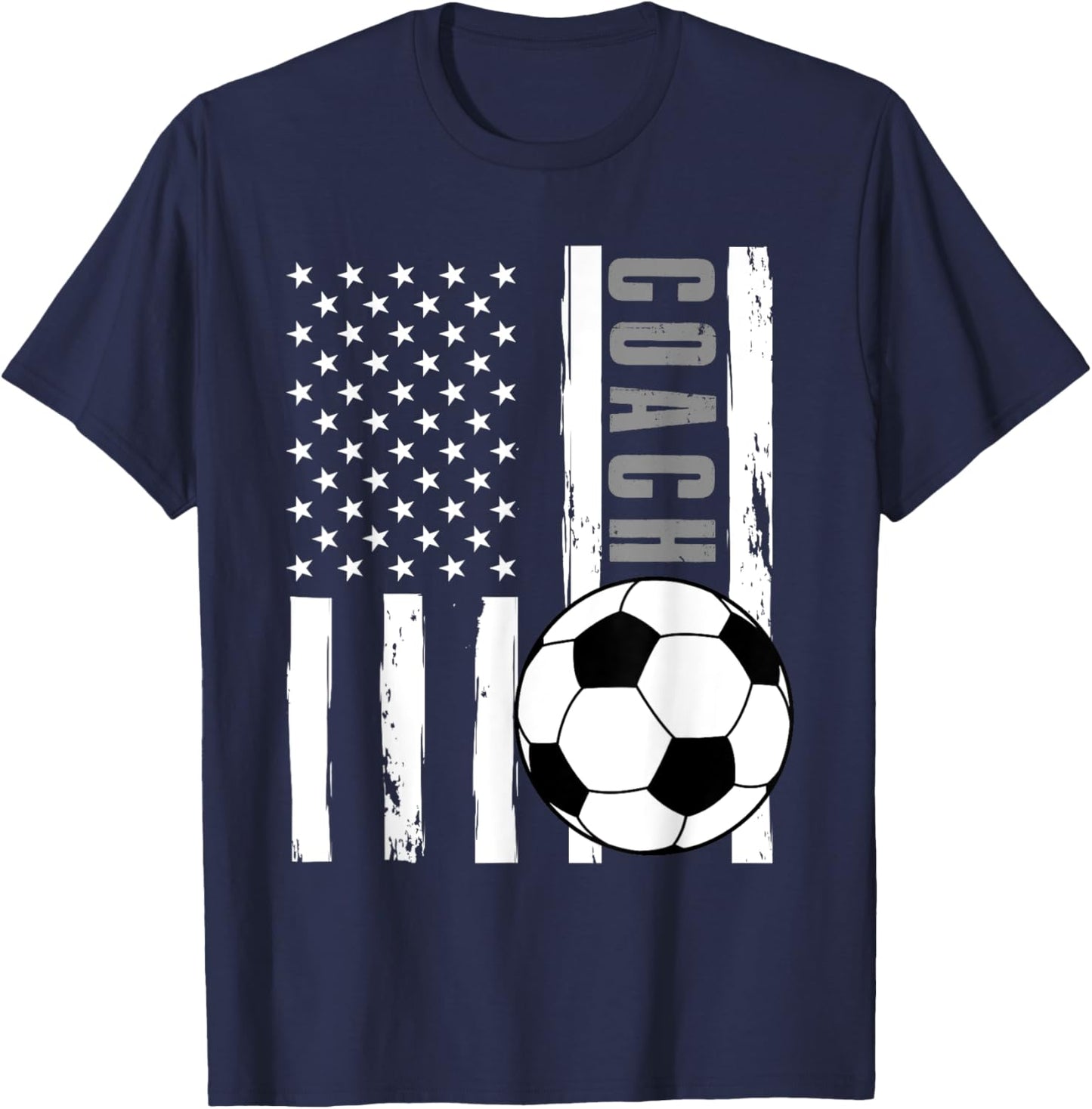 USA Flag Soccer Coach Funny Soccer Trainer American Outfit T-Shirt - T-Shirt | Navy