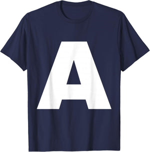 The Letter A Capital Plain White Bold Text T-Shirt - T-Shirt | Navy