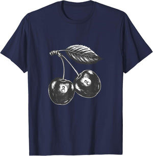 Ball 8 Black Cherry Snooker Billiard Ball In The Of Cherries T-Shirt - T-Shirt | Navy