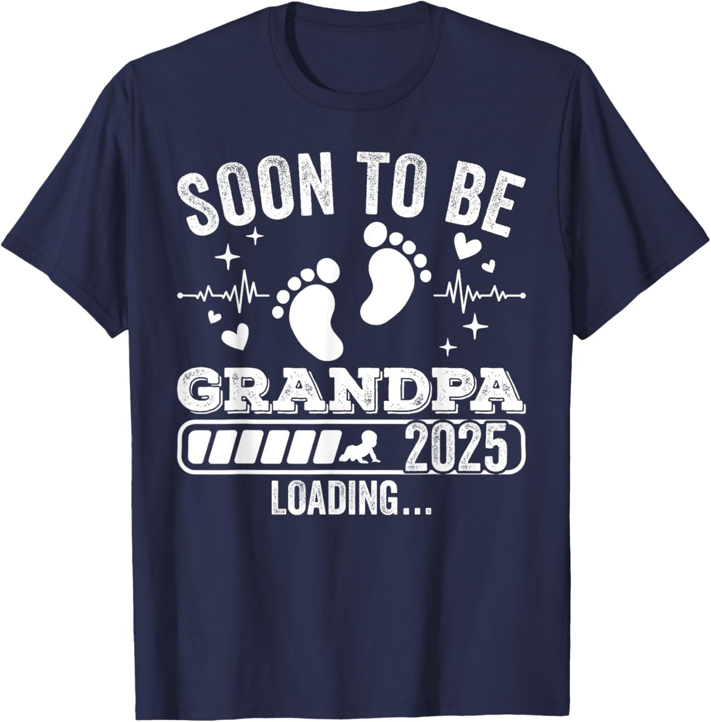Soon to Be Grandpa 2025 Loading Pregnancy Announcement T-Shirt - T-Shirt | Navy