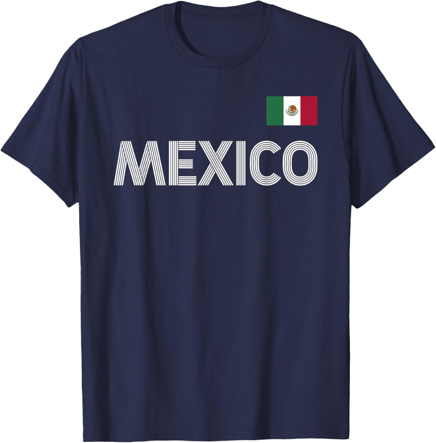 Mexico Vintage Mexican Flag Pride Hat Jersey T-Shirt - T-Shirt | Navy