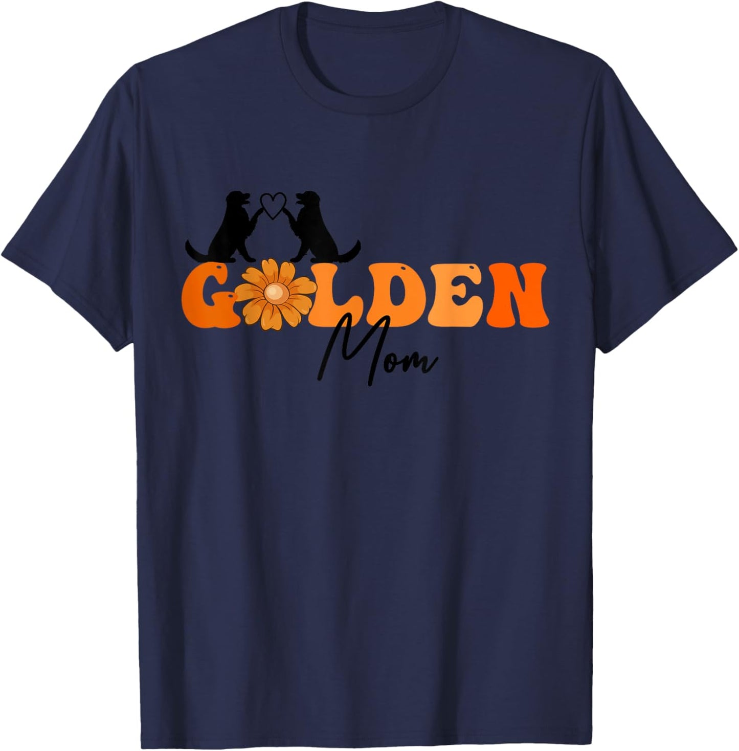 Flower Mama Golden Retriever Cute Mother's Day Golden Mom T-Shirt - T-Shirt | Navy