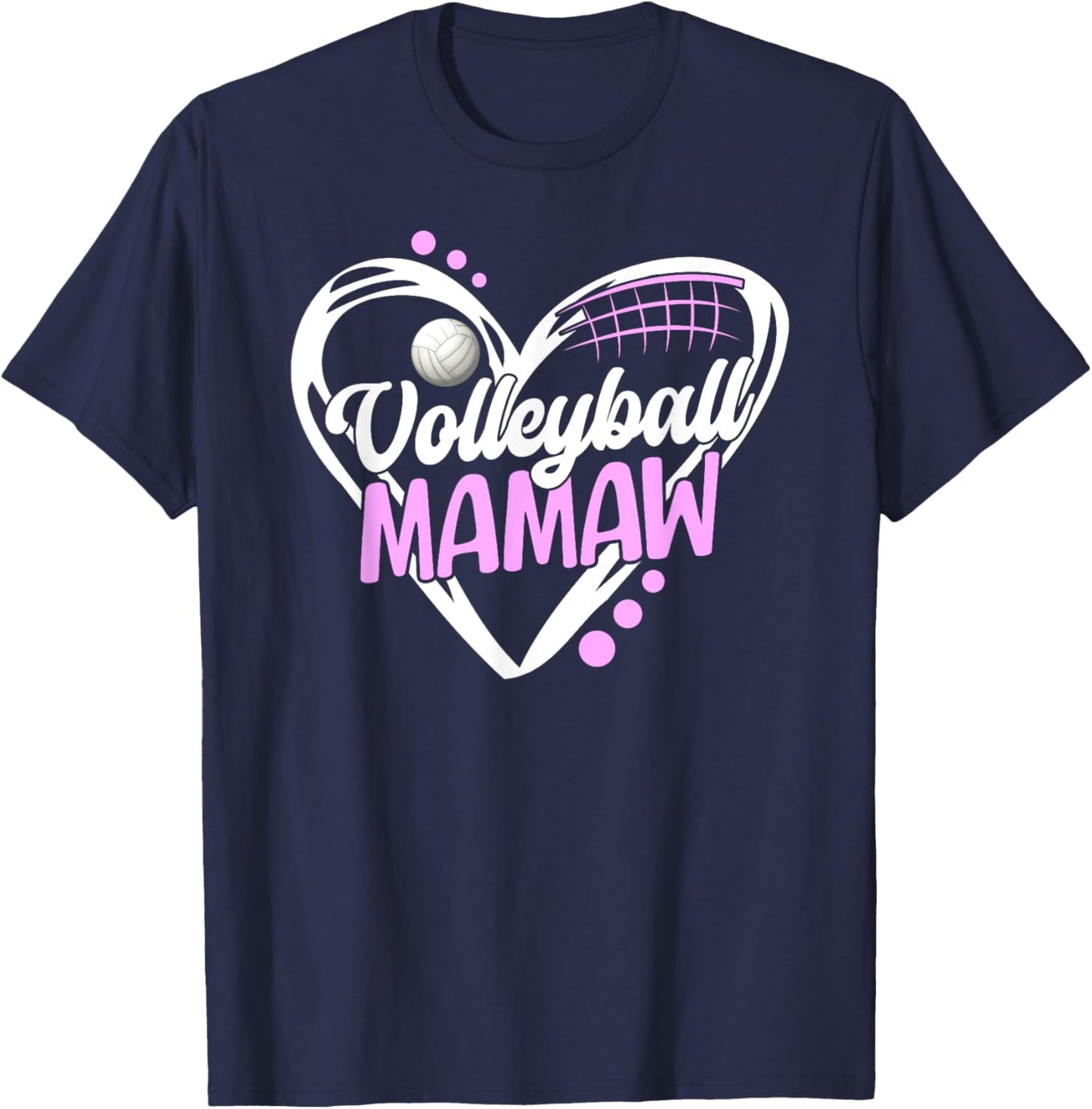 Volleyball Mamaw Heart Mamaw Of A Volleyball Player Mamaw T-Shirt - T-Shirt | Navy