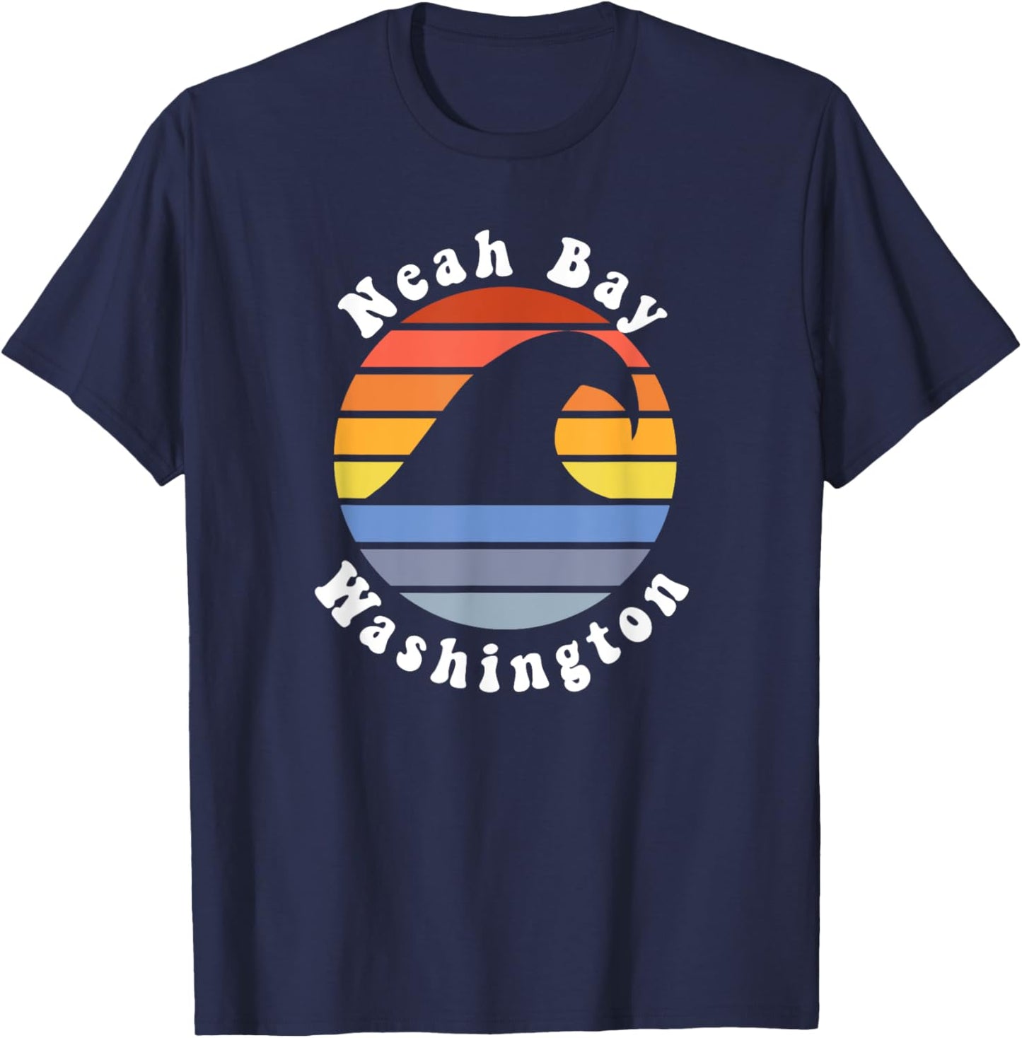 Retro Neah Bay Washington Vacation Beach Wave Souvenir Women Kids T-Shirt - T-Shirt | Navy