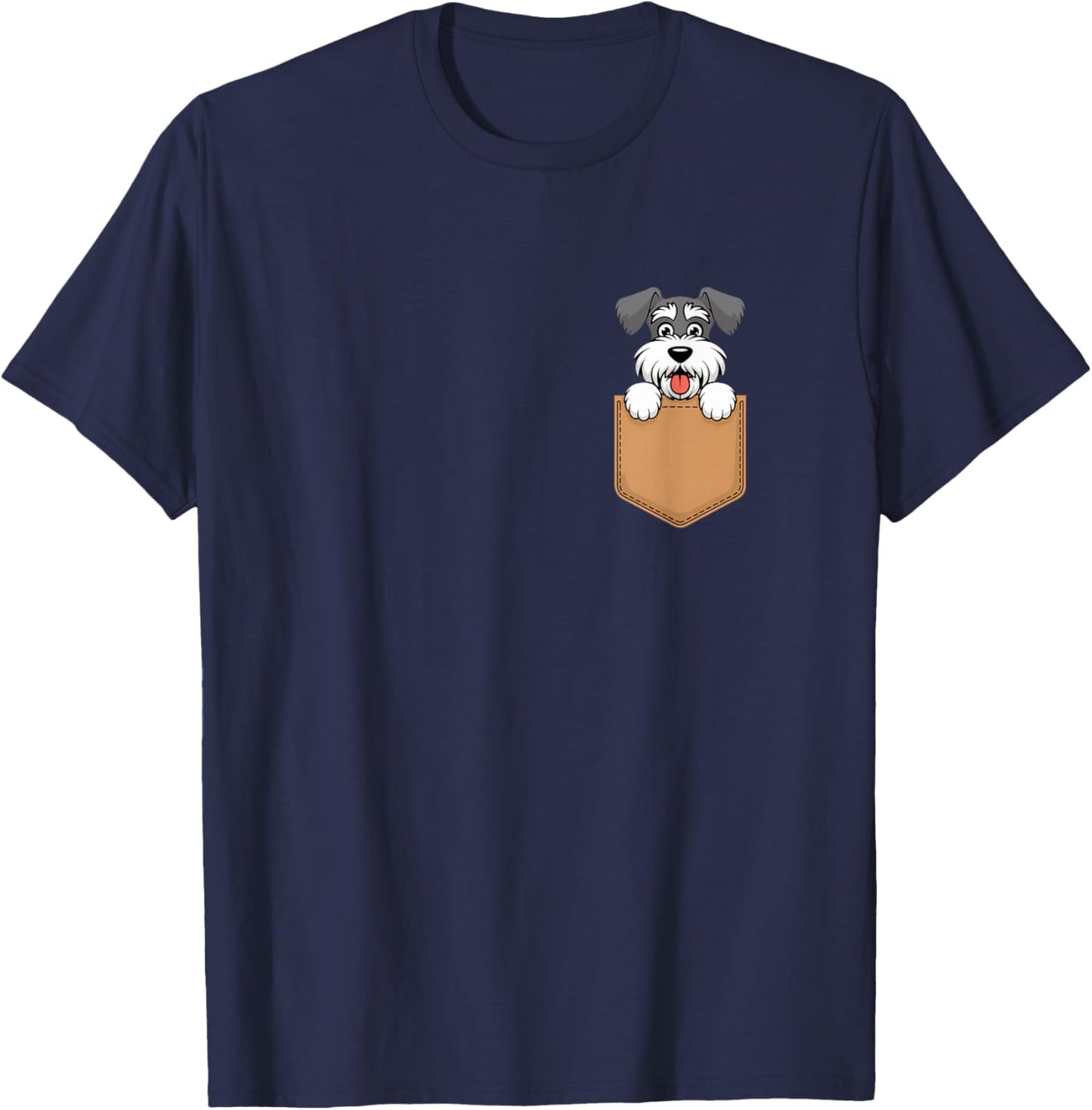 Miniature Schnauzers In Pocket Dog Owner Cute Puppy Lover T-Shirt - T-Shirt | Navy