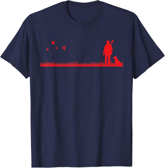 Upland Game Bird Chukar Pheasant Hunting Dog T-Shirt - T-Shirt | Navy