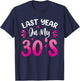 Last Year In My 30s Birthday T-Shirt - T-Shirt | Navy