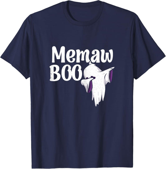 Memaw Boo Halloween Family Matching Spooky Ghost Lovers T-Shirt - T-Shirt | Navy