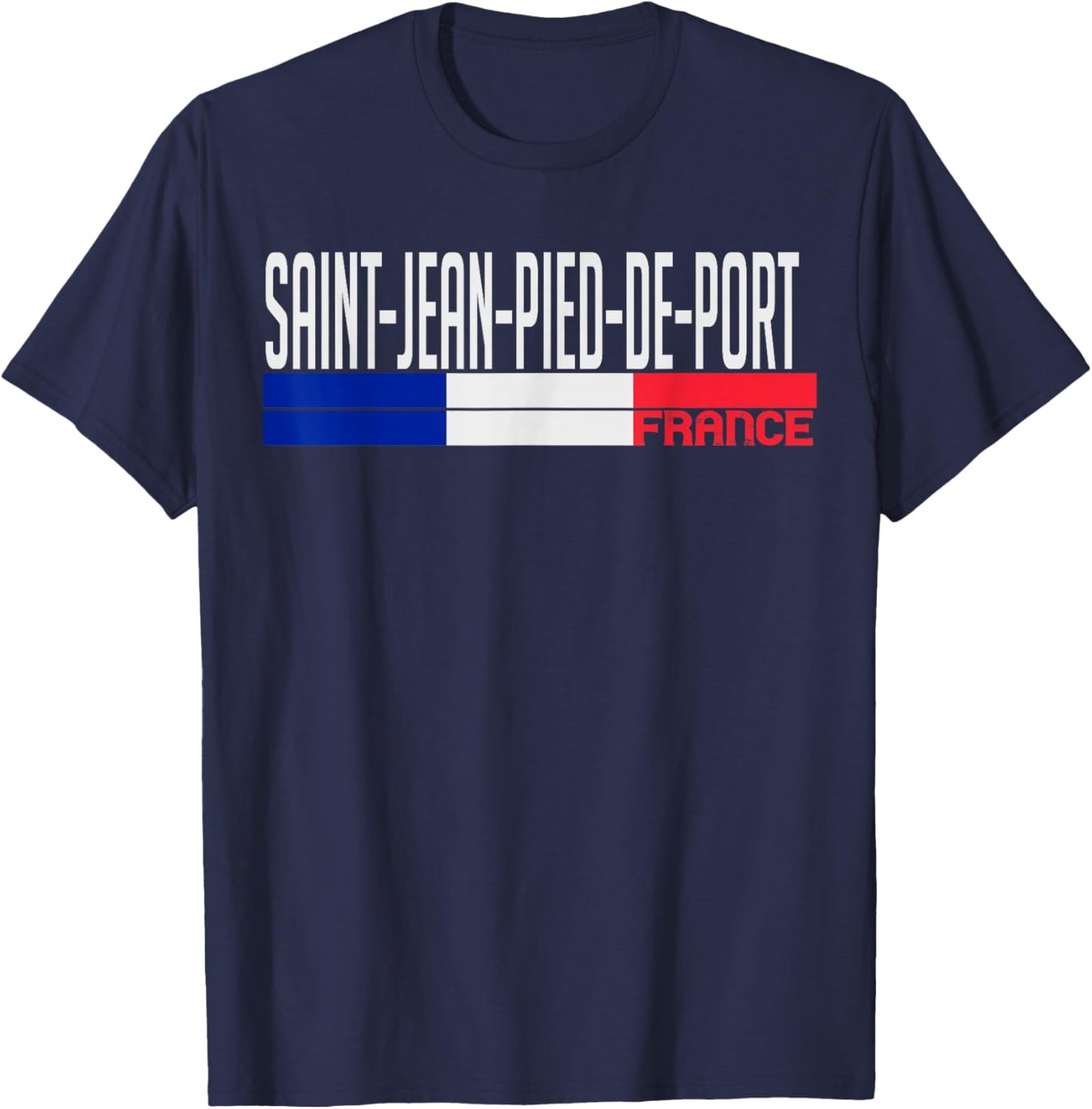 Saint-Jean-Pied-de-Port France Flag French City Pride T-Shirt - T-Shirt | Navy