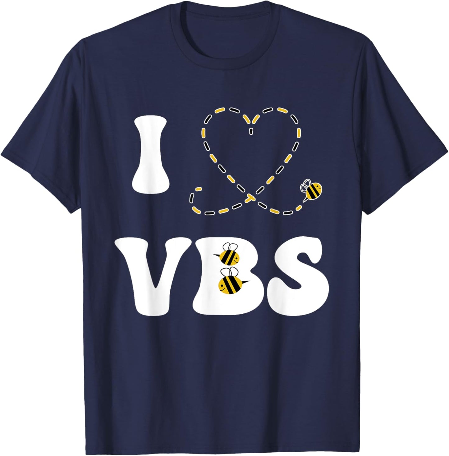 I Love VBS 2025 Vacation Bible School Bumble Bee VBS Team T-Shirt - T-Shirt | Navy