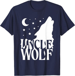 Uncle Wolf Gift Matching Family Tribe Wolves Moon T-Shirt - T-Shirt | Navy