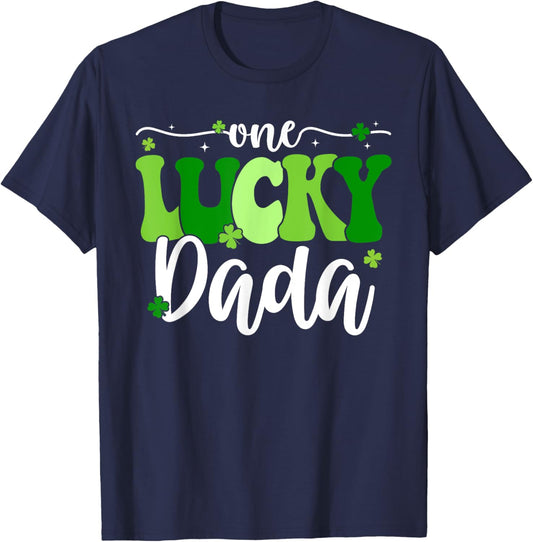 One Lucky Dada Groovy Retro Dada St Patrick's Day T-Shirt - T-Shirt | Navy