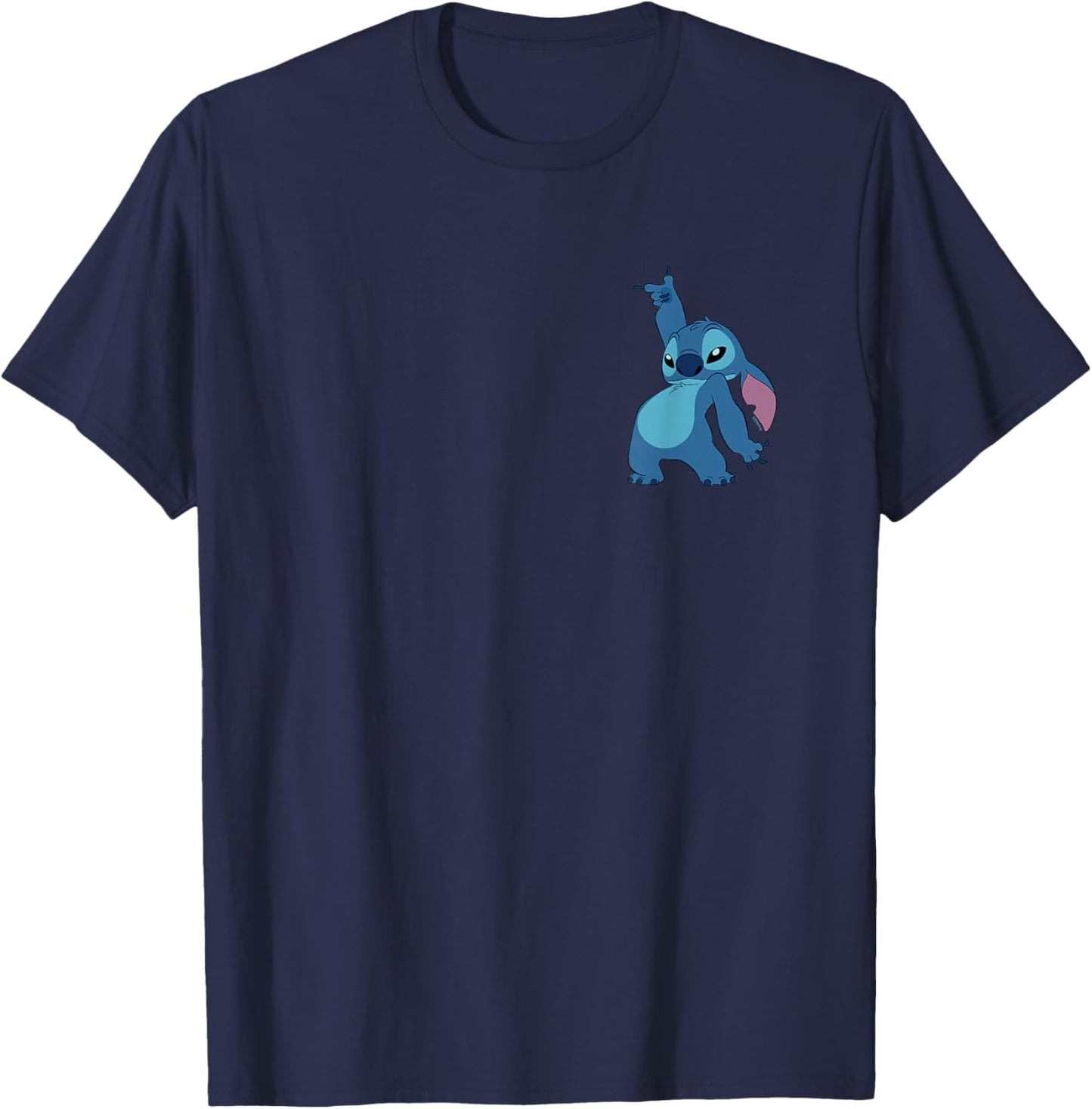 Disney Lilo & Stitch Dance Pose Stitch Pocket Logo T-Shirt - T-Shirt | Navy