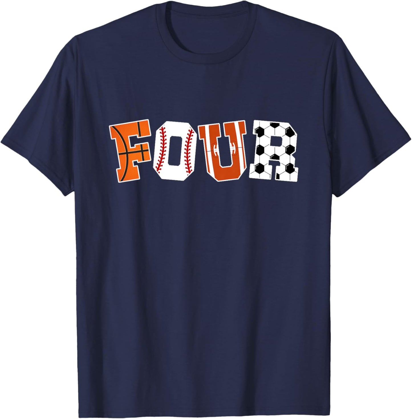 Kids 4th Birthday Sports Birthday Party 4 Year Old Boy T-Shirt - T-Shirt | Navy