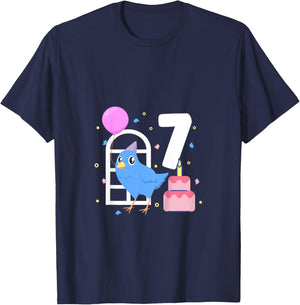 Kids I am 7 with bird - kids birthday 7 years old T-Shirt - T-Shirt | Navy