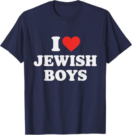I Love Jewish Boys Girls Family T-Shirt - T-Shirt | Navy